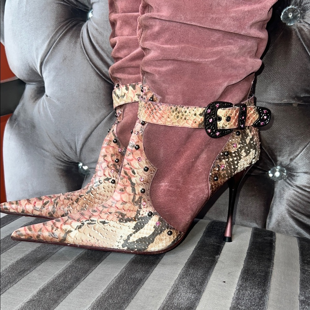 👑 El Dantés "Hecho a Mano" Spain Vintage Snakeskin & Suede Boots 👑 - Picture 2 of 9